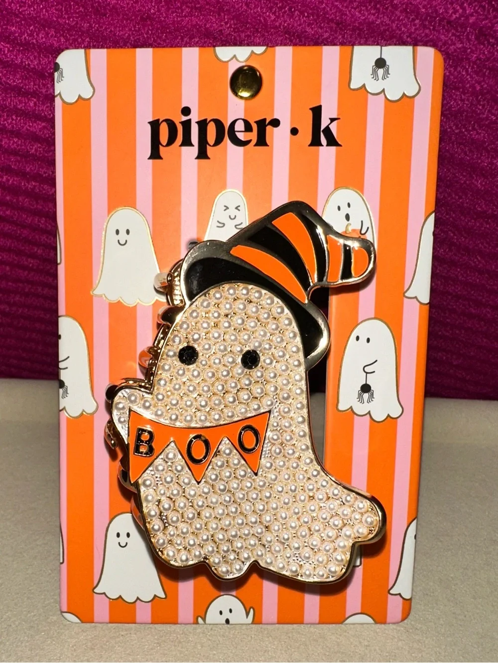 Piper.k Halloween Cat & Ghost Enamel Hair Claw Clip with Skeleton Crystal Clips